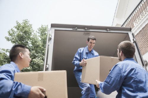 Securely arranged items inside a moving van