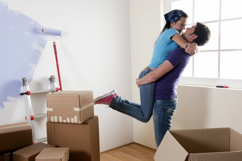 Packed moving boxes ready for removals in Pentonville