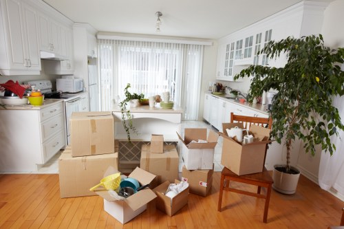 Securely packed furniture inside a removal truck in Pentonville