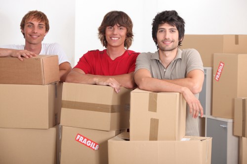 Packed boxes ready for student removals in Pentonville
